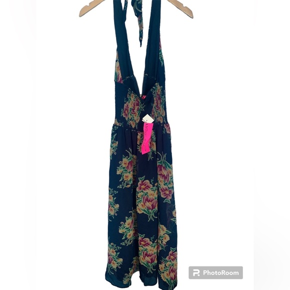 Betsey Johnson VTG Y2K Floral Zip Front Halter Midi Dress NWT Size S - Picture 2 of 9